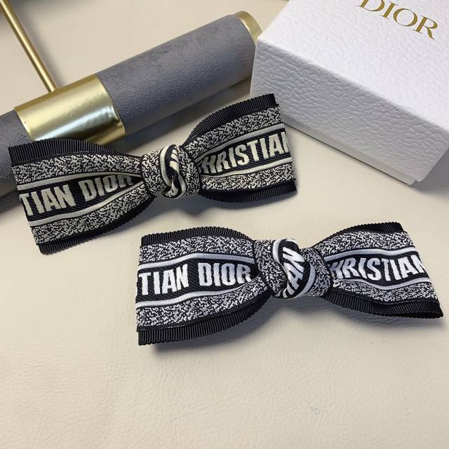 Dior hair clip, Dior hair clip with ribbon bow, spring clip, three-dimensional d