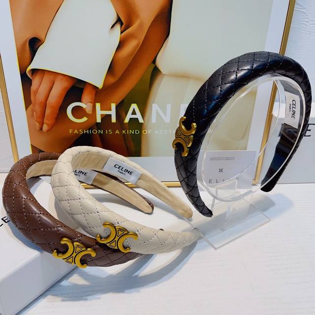 Celine Arc de Triomphe Headband Early Autumn New Diamond Pattern Retro Logo Simp
