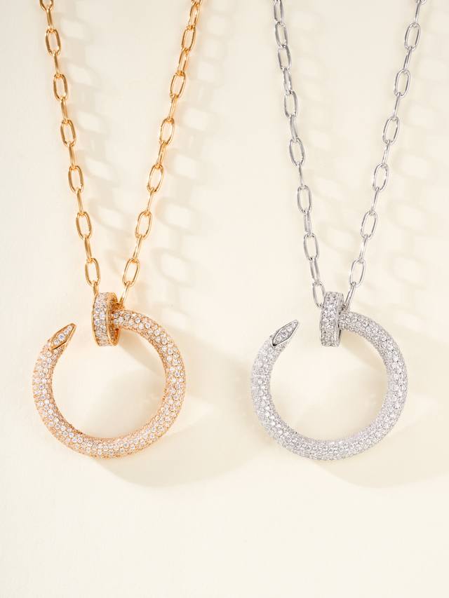 70cm Length. This new oversized nail-shaped full-diamond necklace from Cartier i