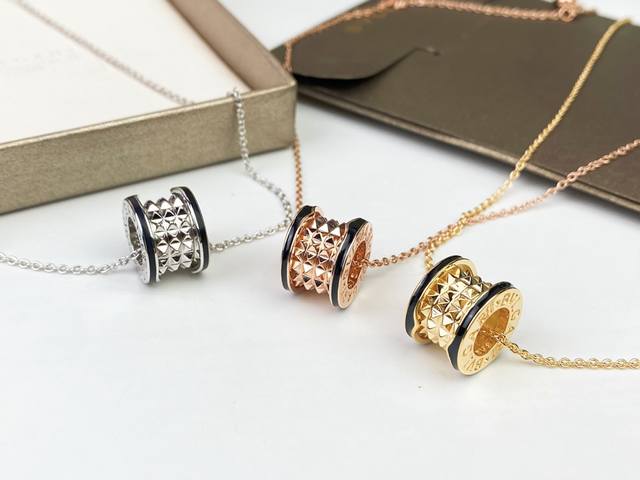 Bvlgari B.Zero 1 Rock series studded ceramic necklace, unisex design, featuring