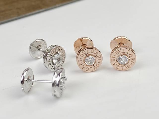 Stud Earrings, UFO Earring Backs, P30 Bvlgari Round Hoop Diamond Stud Earrings,