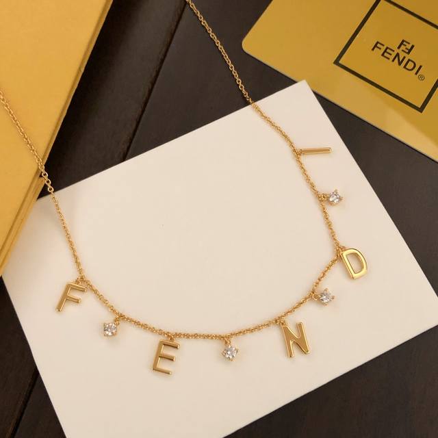 Exquisite Fendi Necklace with 5 Letters, Smooth Finish, Classic Design, Selected