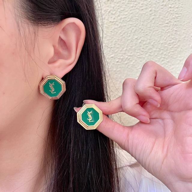 Saint Laurent classic letter stud earrings Ddd