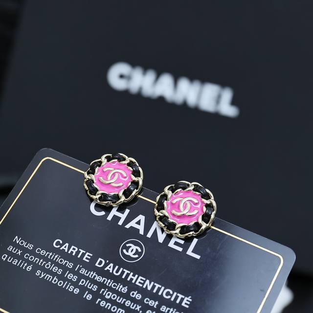 Chanel Black and Purple Enamel Stud Earrings These are absolutely gorgeous! The