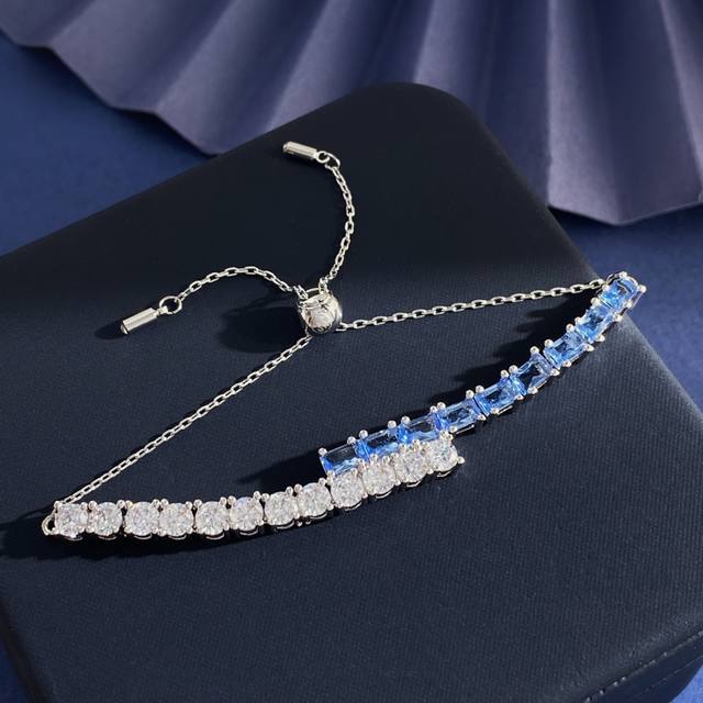 Bracelet Sh93 Swarovski Fashion Design Mixed Cut Blue Zircon Diamond Bracelet, A