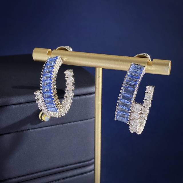 Earrings Sh93 Swarovski European and American fashion large hoop design mixed cu
