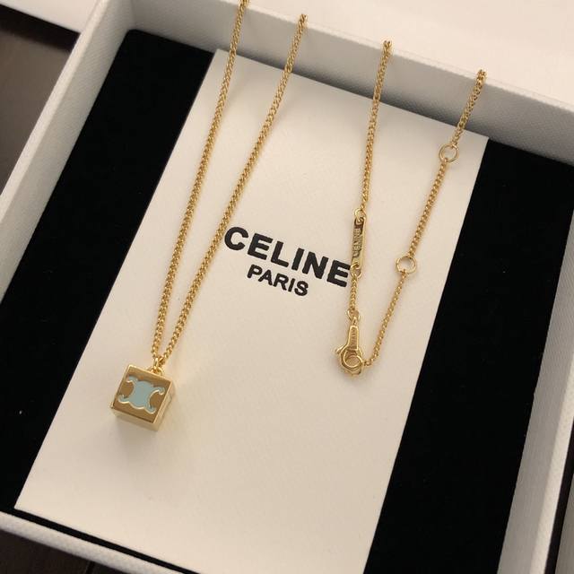 Celine Macaron Colored Square Necklace - This Celine necklace is absolutely gorg