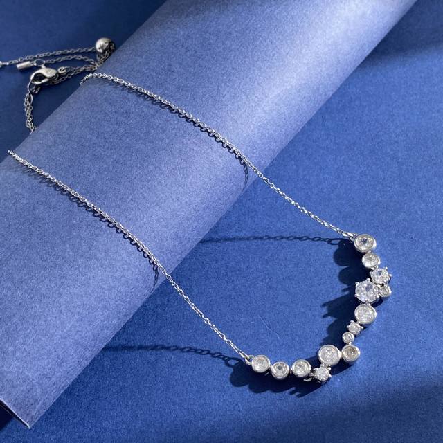 Sh93 Swarovski Korean Style Ins Simple and Stylish Round Diamond Pile Pendant Ne