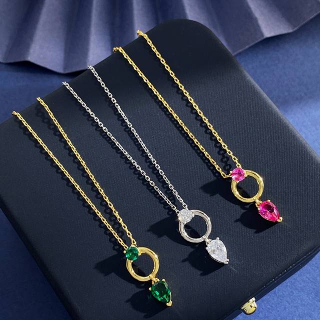 Necklace Sh93 Swarovski Fashionable Simple Versatile Smooth Round Ring with Roun
