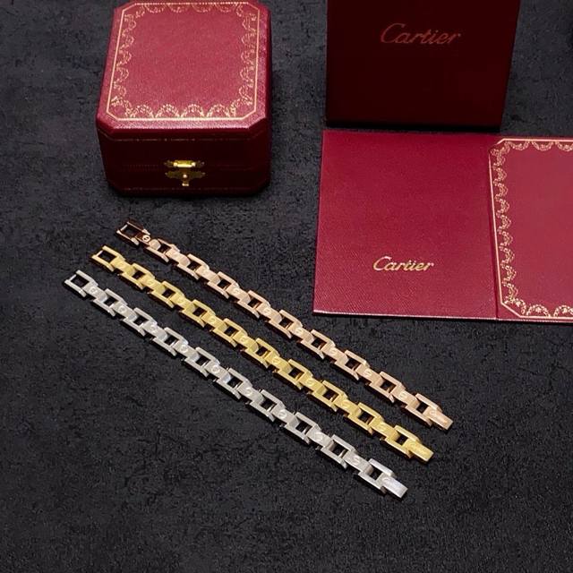 Cartier classic non-diamond chain bracelet, tank chain, unisex style, suitable f