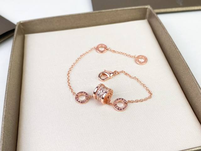 Bvlgari Spiral Double Row Diamond Bracelet, Classic Rose Gold Bracelet (Ddd)