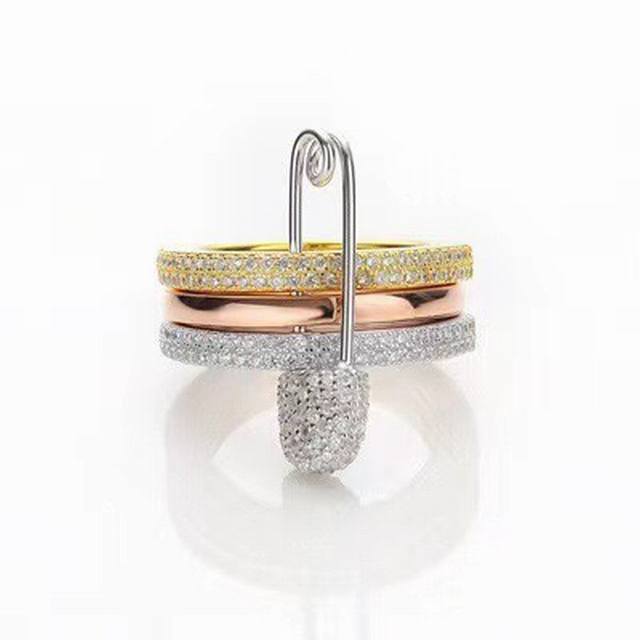 Batch A, M size, Monaco white diamond tricolor brooch ring! It's so beautiful!!!