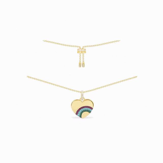 A-grade Monaco Rainbow Heart Necklace! Wear this colorful heart necklace to add
