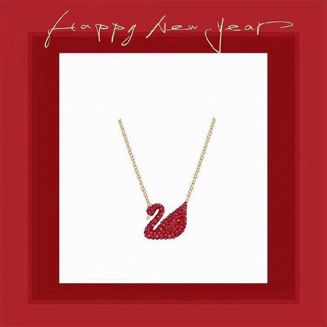Swarovski Red Swan Collarbone Necklace (Ddd) A vibrant red swan, elegant and cha