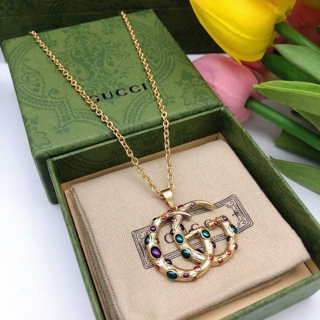 Item No. Gxl0004 Gucci Colored Diamond Double G Necklace - A Must-Have for Vinta