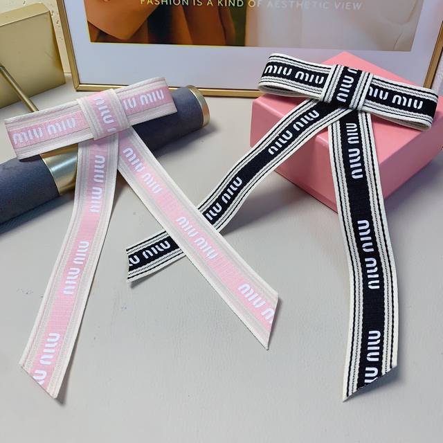 Miumiu Miu Miu Miumiu hair clip Ribbon bow light luxury hair clip spring clip th