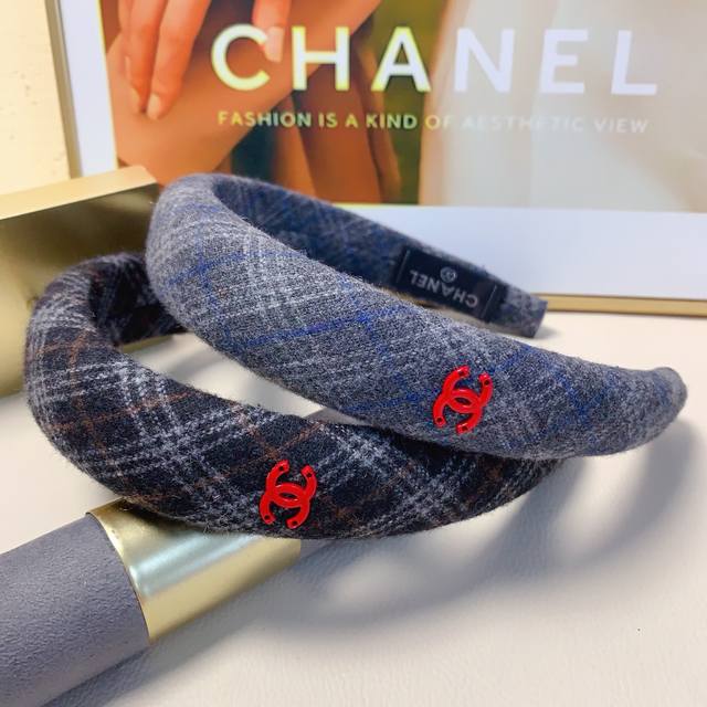 Chanel headband, cashmere plaid, simple and luxurious style, a must-have for eve