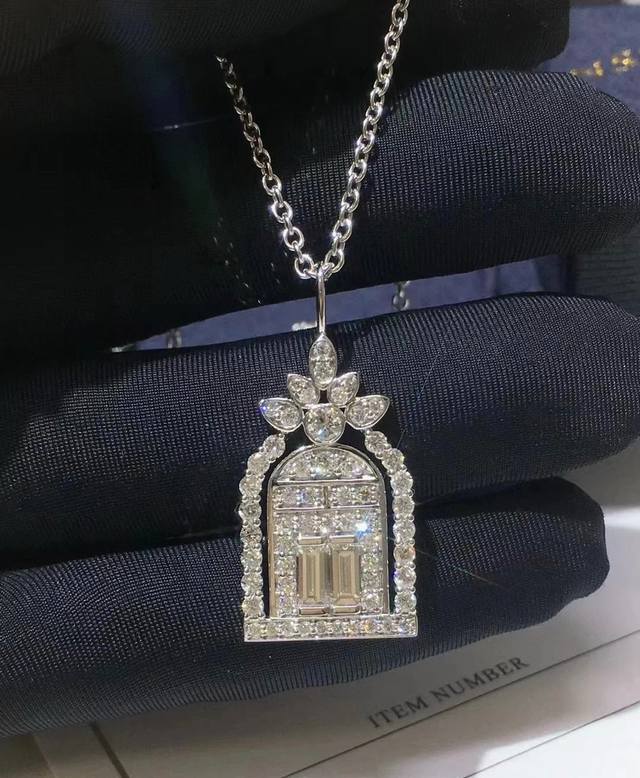 Harry Winston Hw Necklace, High-Quality Craftsmanship, White Gold, Versatile, 45