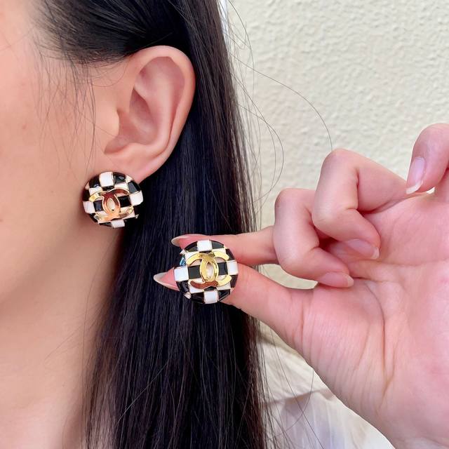 Chanel Damier Double C Earrings Ddd