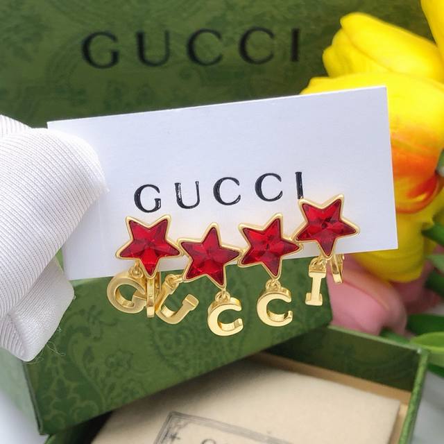 Item No. Ged0116 Gucci New Star Red Crystal Earrings Ddd