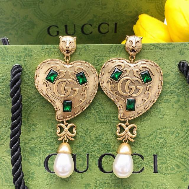 Item No. Ged0120 Gucci New Tiger Head Double G Heart Earrings Ddd