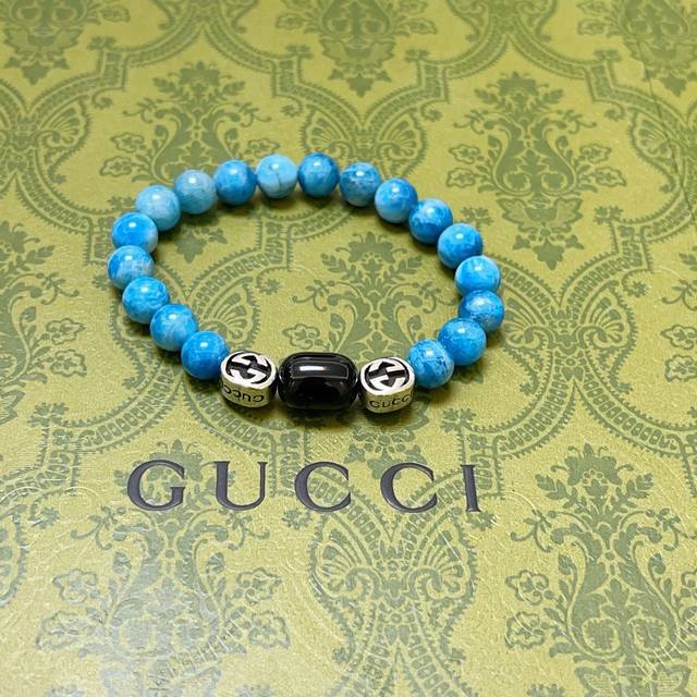 Gucci Luxury Bracelet, Unisex, Latest Style, Full Piece Ice Crystal Jade Blue St