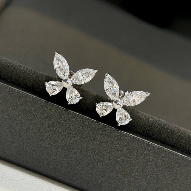 Graff marquise diamond butterfly stud earrings. Featuring the finest zircon ston