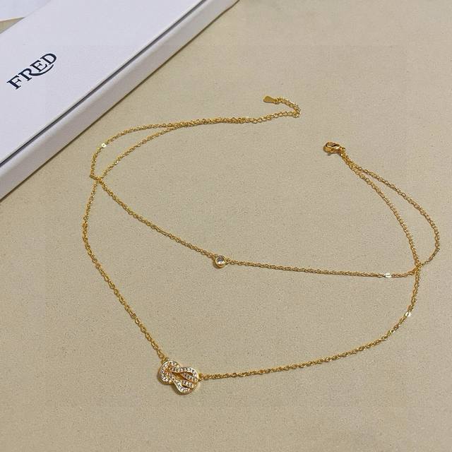 Xiao Zhan's style, Fred full diamond double-layer figure-eight clasp necklace, h
