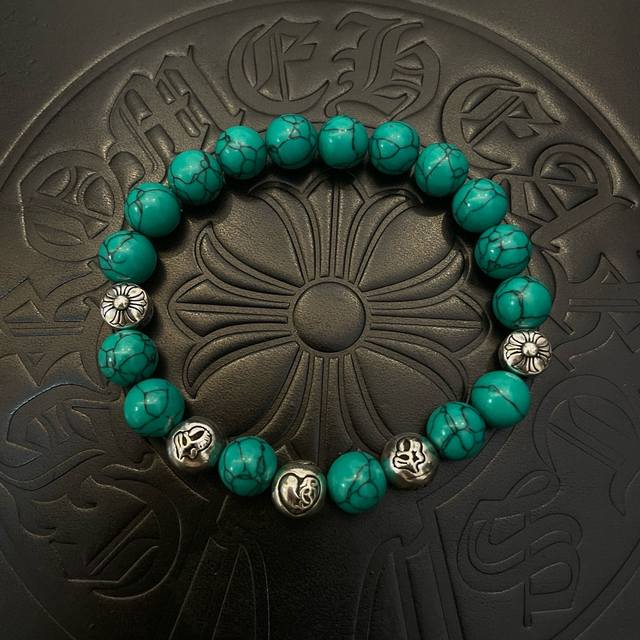 New boutique quality Chrome Hearts classic retro multi-element turquoise bracele