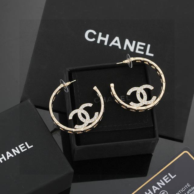 New Chanel light gold hoop earrings, identical original quality, high-end custom