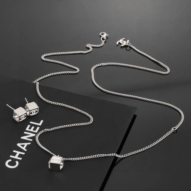 Necklace and Earrings 50 Chanel's latest white square necklace and earrings are