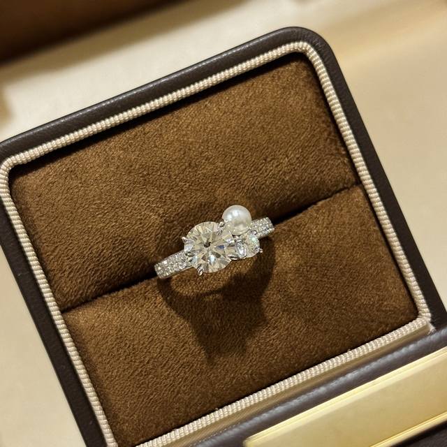 A6836 Independent designer's new luxury pearl and round diamond ring. Featuring