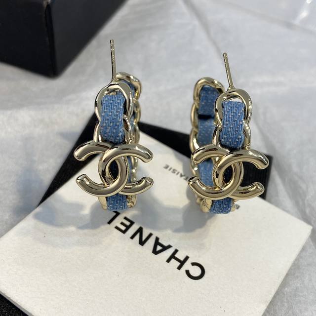 Xe0578 Ch Nel Xiang'er Denim Chain Earrings Spring/Summer 2025 New Arrival - Abs