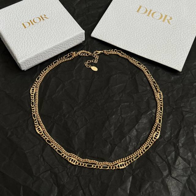 Dior vintage necklace, identical to the original, made of brass, exuding a sweet