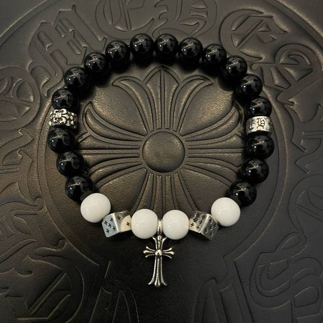 New boutique quality Chrome Hearts classic retro multi-element obsidian bracelet