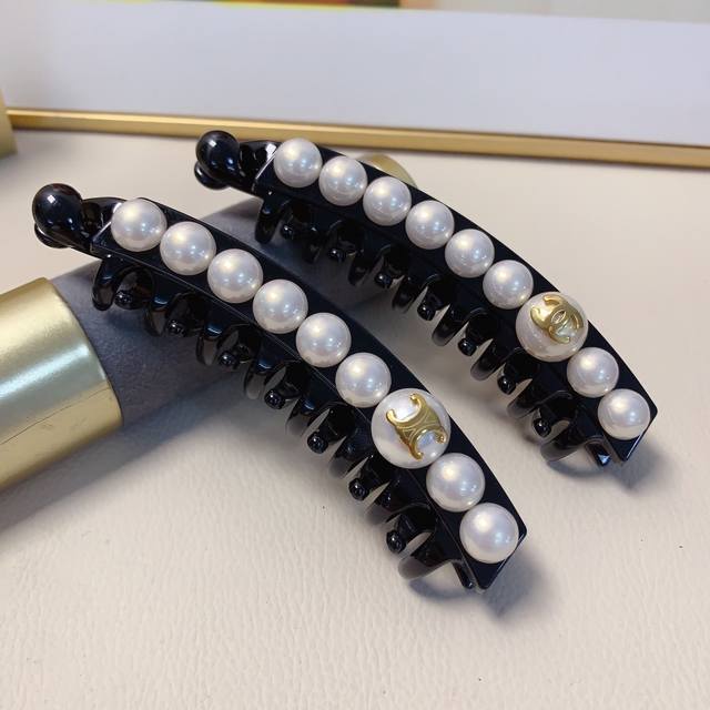 Chanel Mini Hair Clip/Celine Pearl Banana Hair Clip/Claw Clip - Elegant, Versati