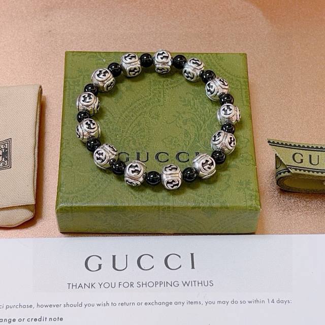 Gucci unisex bracelet, latest style, natural black agate bracelet, higher grade,