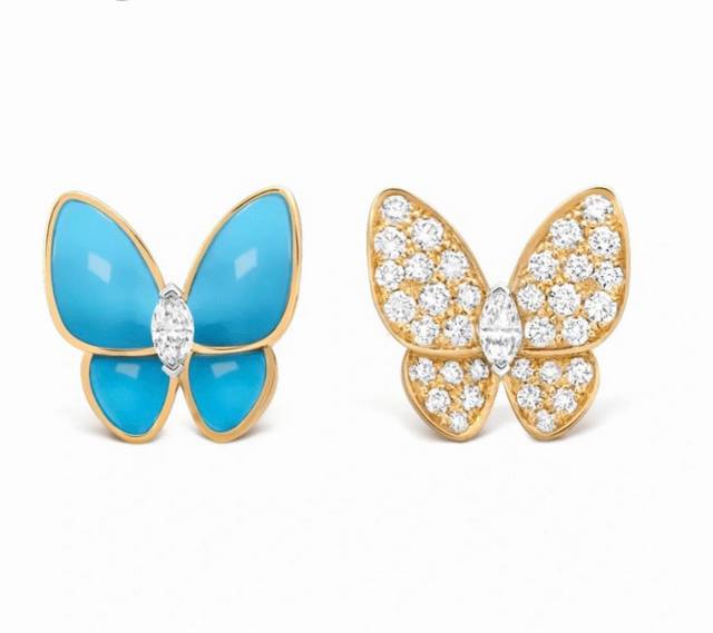 New style, new color, exquisitely crafted sterling silver Vca butterfly earrings