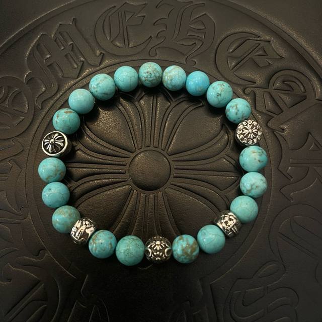 New boutique quality Chrome Hearts classic retro multi-element blue turquoise br