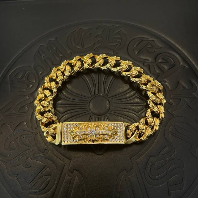 Exclusive quality Chrome Hearts gold classic braided vintage full cross flower w