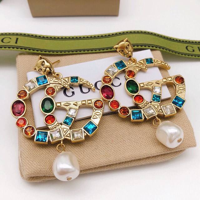 Item No. Ged0130 Gucci New Colored Rhinestone Tassel Earrings - Super beautiful,