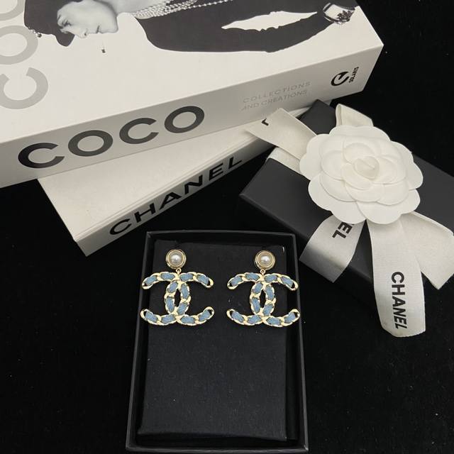 Chanel Denim Blue Double C Stud Earrings The actual product is absolutely gorgeo