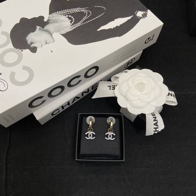 Chanel Double C Color Block Stud Earrings with Hooks - Versatile, Playful, and M