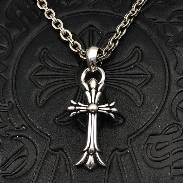 High-quality Chrome Hearts classic medium teardrop double cross pendant necklace