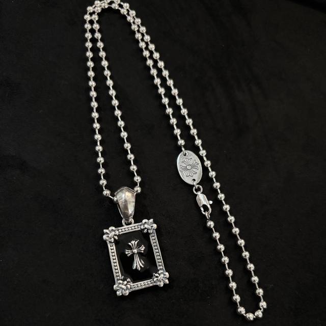 Ch Colored Glazed Cross Square Brand Trendy Hip Hop Personalized Pendant Round B