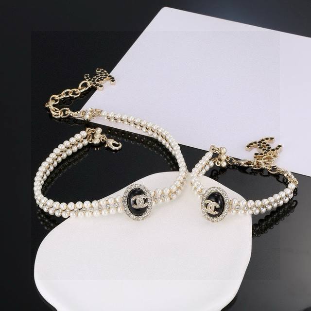 Chanel Oval Pearl and Diamond Double-Layer Necklace/Bracelet Set, meticulously w