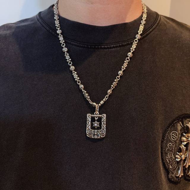 New boutique quality Chrome Hearts classic retro cross flower ball necklace with