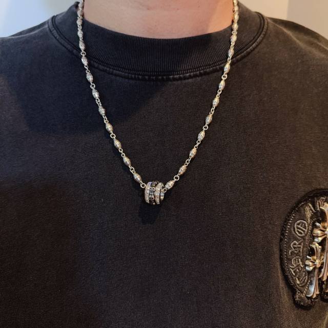 New boutique quality Chrome Hearts cross flower ball necklace with skull pendant