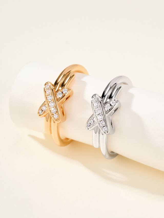 Ring size 5678 US size - Jeux De Liens X-shaped ring, the most joyful and refres