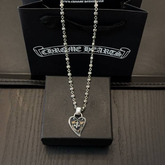 New boutique quality Chrome Hearts classic retro cross flower ball necklace, hea